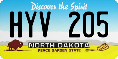ND license plate HYV205