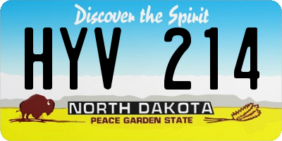 ND license plate HYV214