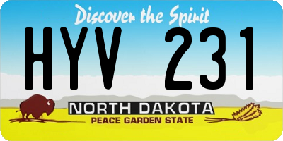 ND license plate HYV231