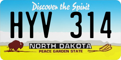 ND license plate HYV314