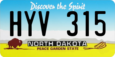 ND license plate HYV315
