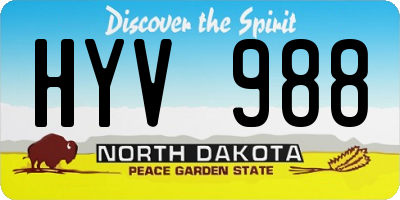 ND license plate HYV988