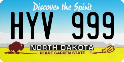 ND license plate HYV999