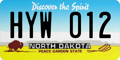 ND license plate HYW012