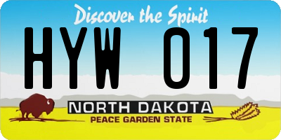 ND license plate HYW017