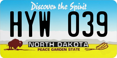 ND license plate HYW039