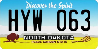 ND license plate HYW063