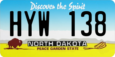 ND license plate HYW138
