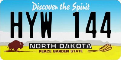ND license plate HYW144