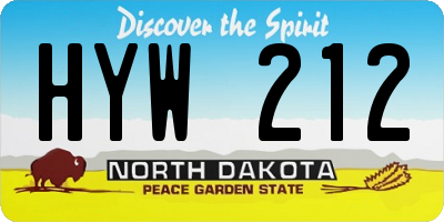 ND license plate HYW212