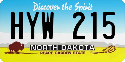 ND license plate HYW215