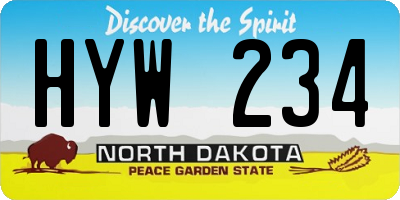 ND license plate HYW234