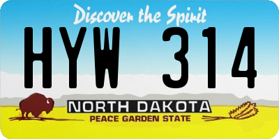ND license plate HYW314