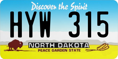ND license plate HYW315
