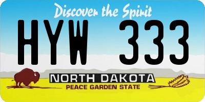 ND license plate HYW333