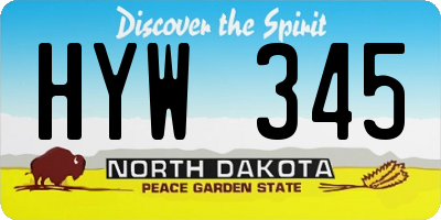 ND license plate HYW345