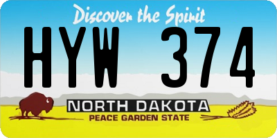 ND license plate HYW374