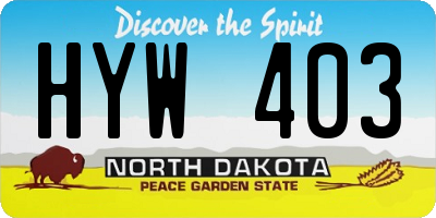 ND license plate HYW403