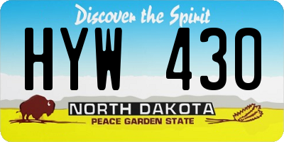 ND license plate HYW430