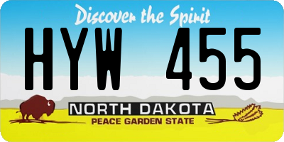 ND license plate HYW455