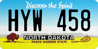 ND license plate HYW458