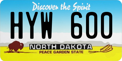 ND license plate HYW600