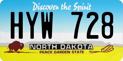 ND license plate HYW728