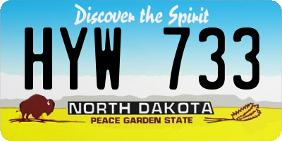 ND license plate HYW733