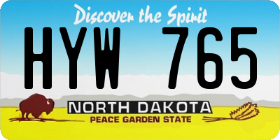 ND license plate HYW765