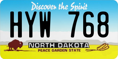 ND license plate HYW768
