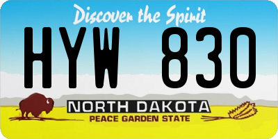 ND license plate HYW830