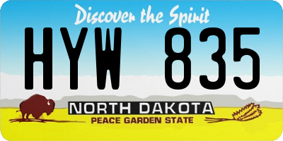ND license plate HYW835
