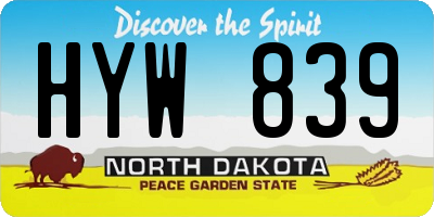 ND license plate HYW839