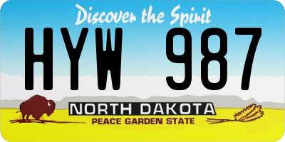 ND license plate HYW987