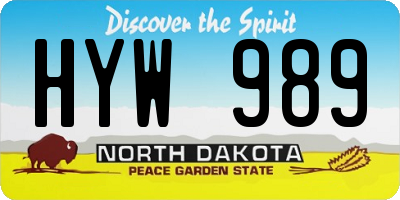 ND license plate HYW989