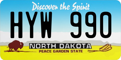 ND license plate HYW990
