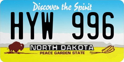 ND license plate HYW996
