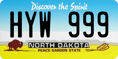 ND license plate HYW999