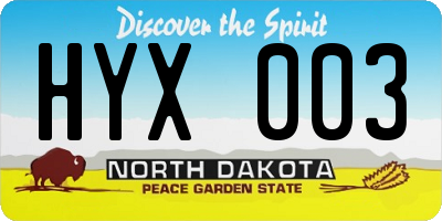 ND license plate HYX003