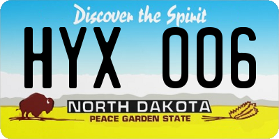 ND license plate HYX006