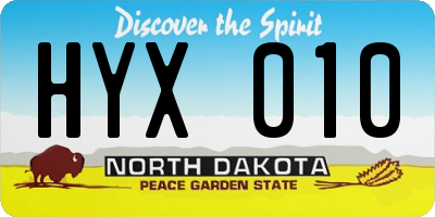 ND license plate HYX010