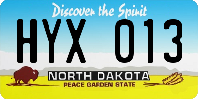 ND license plate HYX013