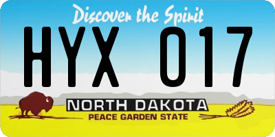 ND license plate HYX017