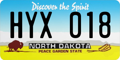 ND license plate HYX018