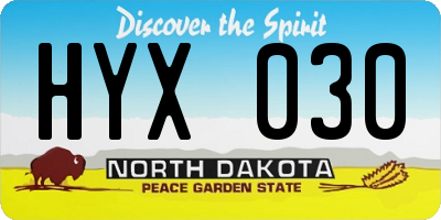 ND license plate HYX030