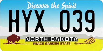 ND license plate HYX039