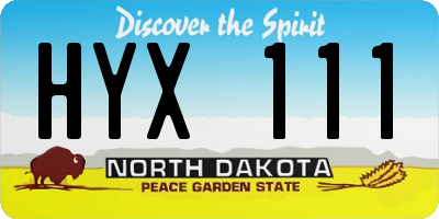 ND license plate HYX111