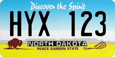 ND license plate HYX123