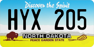 ND license plate HYX205