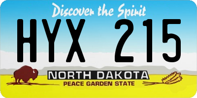 ND license plate HYX215